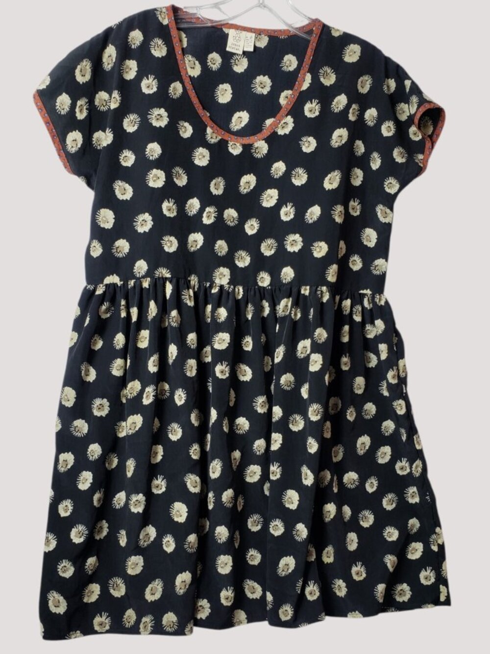 Urban Renewal Vtg Floral Print Babydoll Dress Black/cream Medium - Picture 2 of 8